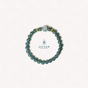 Vòng Tay Phỉ Thúy Nếp Băng Lam Lục phối cùng Lu Hoa Bay